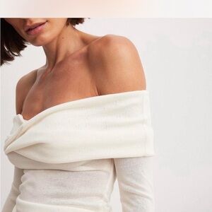 Elegant Off-Shoulder White Sweater